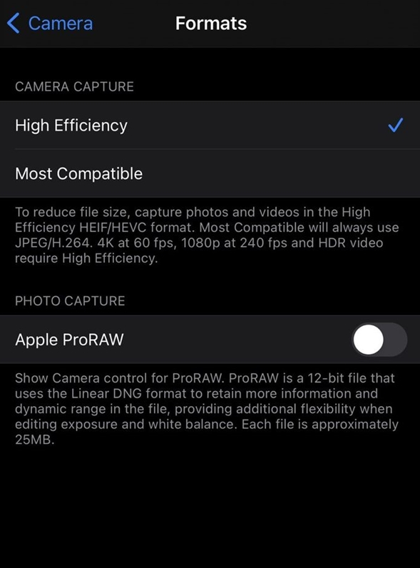 禄丰苹果手机维修分享如何为 iPhone 12 Pro/Max 启用 ProRAW 照片格式 